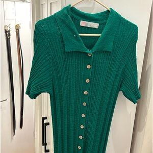 Free People Green Beach Terry Material Dress